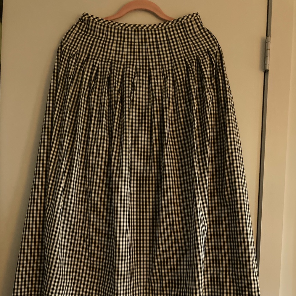 Maggy London Formal 100% Silk Black And White Checkered Long Skirt